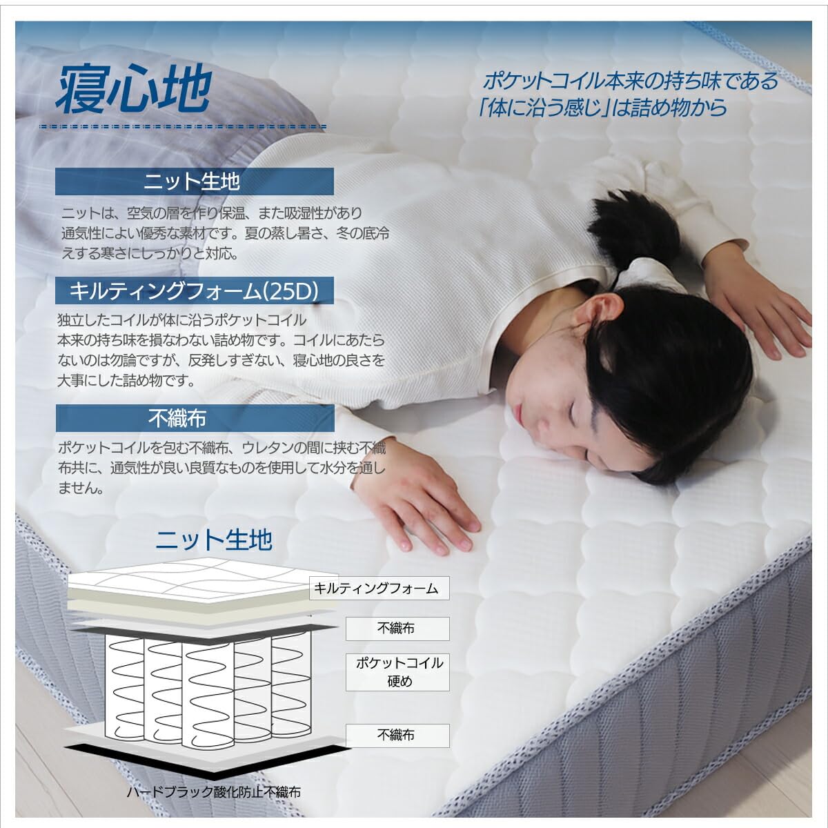 Amazon｜ベッド&マットレス公式 折りたたみ 三つ折り ポケットコイル